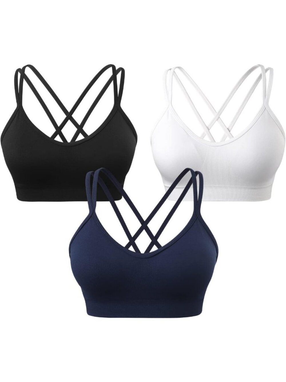 Strappy Cross Back Sports Bra for Women, Removable Cups, Comfortable Fit